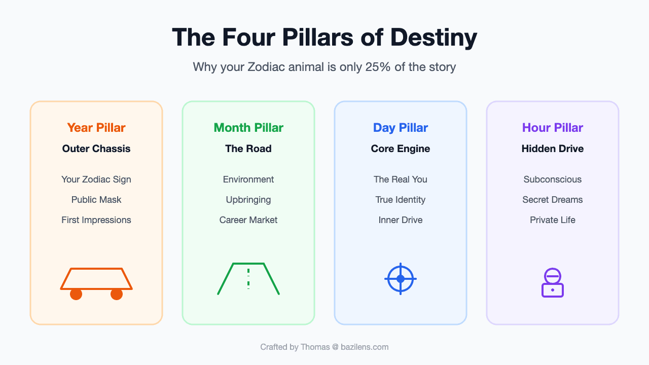 The Four Pillars of Destiny: Why Your Zodiac Animal is Only 25% of the Story